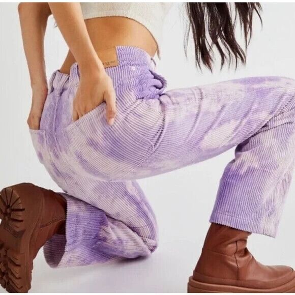 We The Free Reese Pitched Straight Leg Corduroy Pants Moonlit Orchid Size 28 - Picture 1 of 7